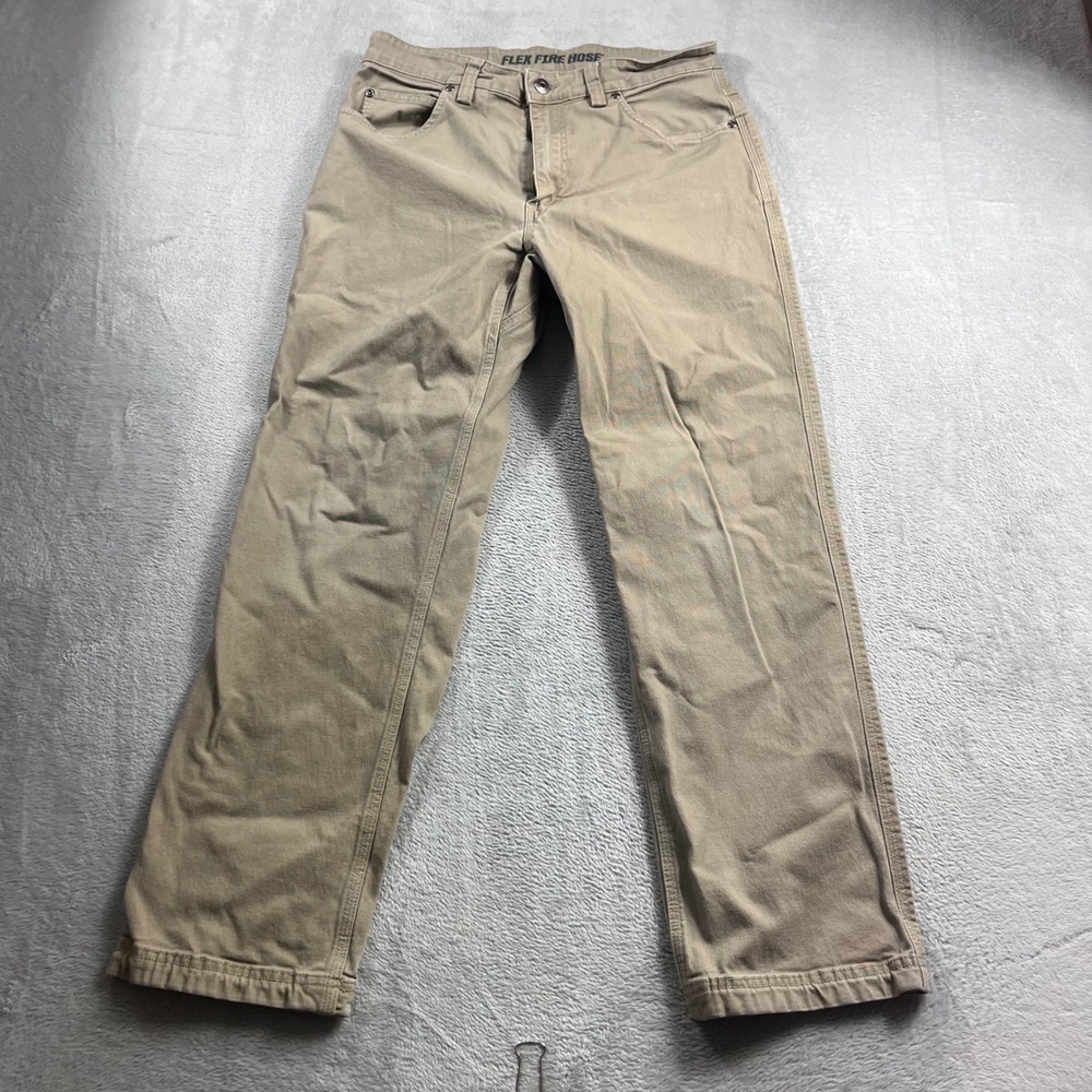 Duluth Trading Co Flex Fire Hose Tan Khaki Work Pants Mens 32x30 Straight Leg